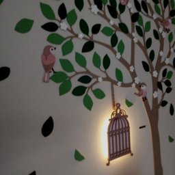 Painel De Parede Decorativo Arvore Passarinho Com Gaiola Em Led RH BABY KIDS COMERCIO DE MOVEIS E DE - 3