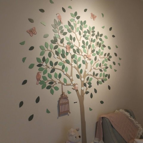 Painel De Parede Decorativo Arvore Passarinho Com Gaiola Em Led RH BABY KIDS COMERCIO DE MOVEIS E DE