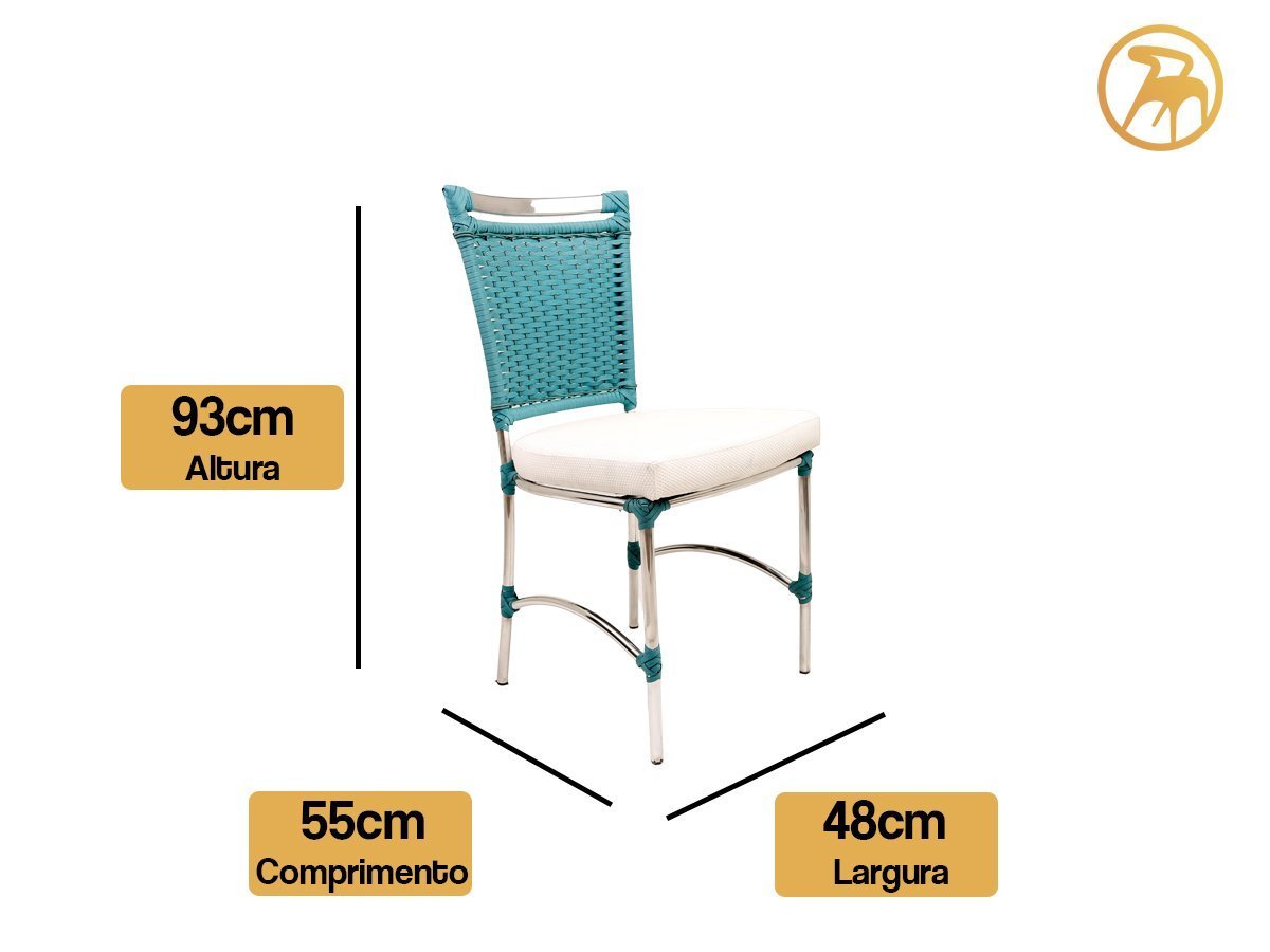 Cadeira em Alumínio e Fibra Sintética JK para Cozinha, Edícula - Azul Turquia - 2