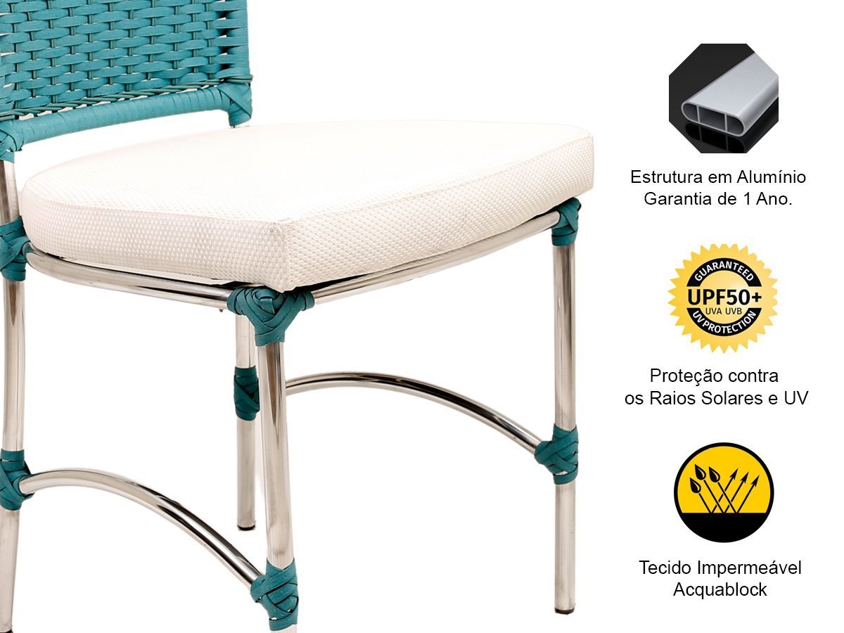 Cadeira em Alumínio e Fibra Sintética JK para Cozinha, Edícula - Azul Turquia - 3