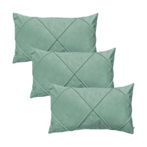 Kit 3 Capas para Almofada em Veludo Drapeada Retangular Cor:verde Menta
