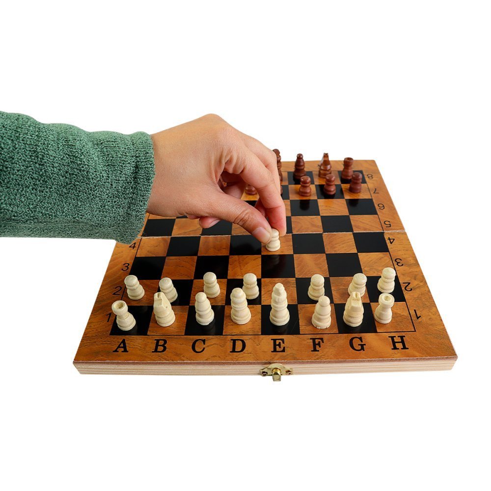 Kit Maleta 3 em 1 Jogo de Xadrez em Madeira 23,5cm Diversão - 7