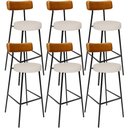 Ver imagem 1 de Kit 06 Banquetas Alta Cozinha Sala De Jantar Aço Milão L02 Couríssimo Whisky Linho Cru - Lyam Decor