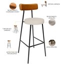 Ver imagem 4 de Kit 06 Banquetas Alta Cozinha Sala De Jantar Aço Milão L02 Couríssimo Whisky Linho Cru - Lyam Decor