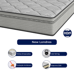 Cama Box Bipartido King Size Cinza e Colchão New Londres M. Ensacadas Umaflex - 2