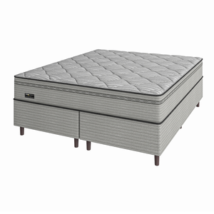Cama Box Bipartido King Size Cinza e Colchão New Londres M. Ensacadas Umaflex