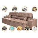 Ver imagem 3 de Sofá Retrátil e Reclinável 2.12M com Molas Cama Inbox Estilo Suede Velusoft Castor