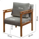 Ver mais imagens de Kit 4 Poltrona Sala Decorativa Dallas Estofada Boucle Cinza Base Madeira Castanho - Arkell