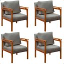 Ver imagem 1 de Kit 4 Poltrona Sala Decorativa Dallas Estofada Boucle Cinza Base Madeira Castanho - Arkell