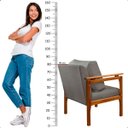Ver imagem 6 de Kit 4 Poltrona Sala Decorativa Dallas Estofada Boucle Cinza Base Madeira Castanho - Arkell