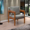 Ver imagem 2 de Kit 4 Poltrona Sala Decorativa Dallas Estofada Boucle Cinza Base Madeira Castanho - Arkell