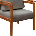 Ver imagem 4 de Kit 4 Poltrona Sala Decorativa Dallas Estofada Boucle Cinza Base Madeira Castanho - Arkell