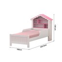 Ver imagem 4 de Cama Infantil Solteiro Princesa com Cabeceira Casinha Nichos e Proteção Lateral para Quarto Menina