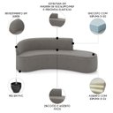 Ver imagem 3 de Sofá 4 Lugares para Sala 220cm Orgânico Wendi Suede Grafite I01 - Mpozenato