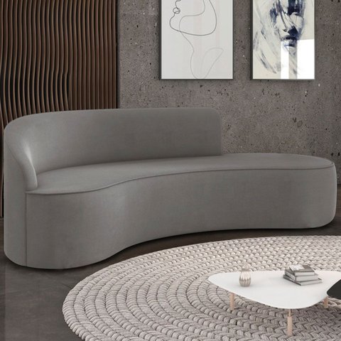 Sofá 4 Lugares para Sala 220cm Orgânico Wendi Suede Grafite I01 - Mpozenato