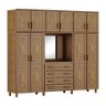 Guarda-Roupa Capelinha Casal Imbuia 10 Portas Espelho 4 Gavetas Maleiro Madeira Maciça de Pinus - Ca - 1