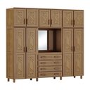 Ver imagem 1 de Guarda-Roupa Capelinha Casal Imbuia 10 Portas Espelho 4 Gavetas Maleiro Madeira Maciça de Pinus - Ca
