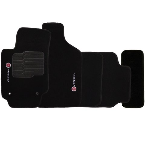 Jogo de Tapete Automotivo Carpete Fiat Argo 2017 À 2019 Soft Logo Bordado Preto 5 Peças S/m Soft Pre
