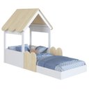 Ver imagem 2 de Cama Solteiro Infantil Montessoriana Casinha Nana Branco/carvalho C06 - Mpozenato