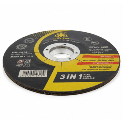 Kit 10 Discos de Desbaste Delun 4.1/2" 115 x 6 x 22,23 mm para Metal e Inox Delun
