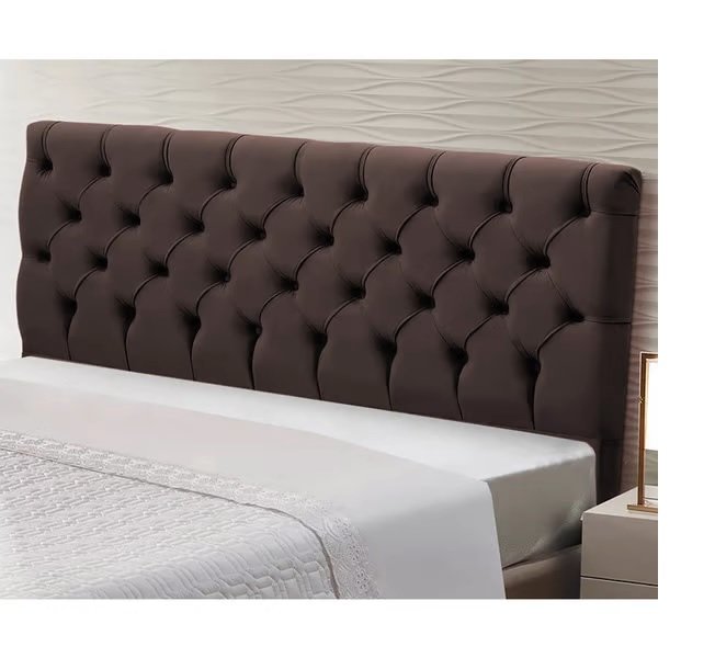 Cabeceira Cristal 1,60 Cm Para Cama Box Queen Suede Marrom - 2