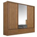 Ver imagem 1 de Guarda-Roupa Roupeiro de Casal Beatrice com 3 Portas de Correr com Espelho Amêndola