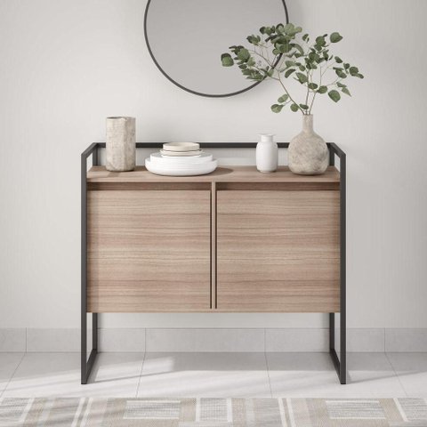 Buffet Milan Industrial 2 Portas MDP 100,9cm Marrom Plata Móveis