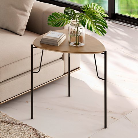Mesa Lateral de Apoio P/ Sala 51cm Multiuso com Pés em Metal Cor:louro com Preto