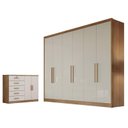 Ver imagem 1 de Guarda Roupa Casal New Messina e Cômoda Seul Cumaru 25 Fendi - Novo Horizonte