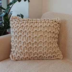 Capa de Almofada Artesanal Cordão Branca 45x45