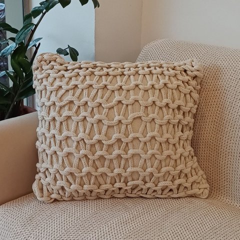 Capa de Almofada Artesanal Cordão Branca 45x45