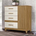 Ver imagem 2 de Cômoda para Quarto 98cm com 4 Gavetas Baco Freijo/off Z17 - Mpozenato