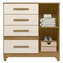 Ver imagem 5 de Cômoda para Quarto 98cm com 4 Gavetas Baco Freijo/off Z17 - Mpozenato