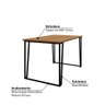 Mesa Lisa Industrial 130 cm com base Metalon - Preto/Natural - 2