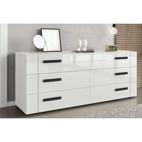 Cômoda Solteiro Lisboa C/ 6 Gavetas Branco - Politorno