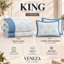 Ver imagem 3 de Colcha Cobre Leito King Veneza 300 Fios Bordado 3 Peças:Azul