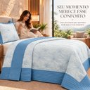 Ver imagem 5 de Colcha Cobre Leito King Veneza 300 Fios Bordado 3 Peças:Azul