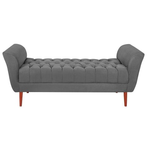 Recamier Calçadeira Grécia 140cm Estofado com Estrutura em MDF Cinza Smf Decor