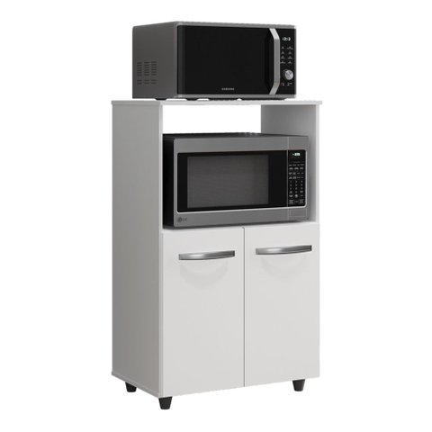Armário Multiuso Cozinha para Forno Micro-ondas Thaís 02 Portas Branco - Desk Design