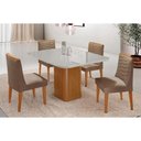 Ver imagem 1 de Conjunto: Mesa de Cozinha Maldivas Tampo c/ Vidro Curvo 90cm+4 Cadeiras Maldivas Madeira Naturale/