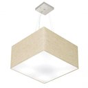 Ver imagem 1 de Lustre Pendente Quadrado Md-4199 Cúpula em Tecido 30/60x60cm Rustico Bege - Bivolt