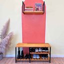 Ver imagem 4 de Sapateira Banco Sarrafeada Style Industrial de Ferro e Madeira Nozes e Preto