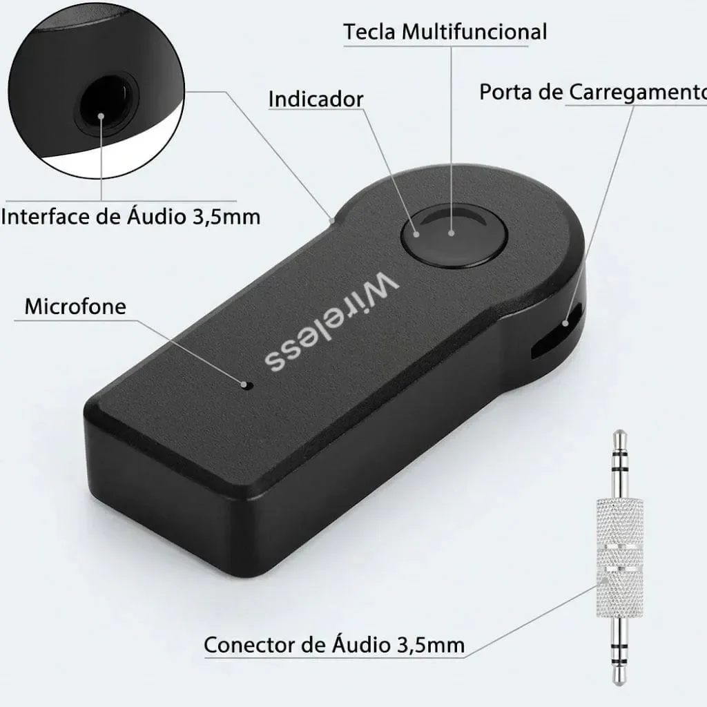 Ver imagem 7 de Receptor Wireless Adaptador P2 Auxiliar Portátil Universal