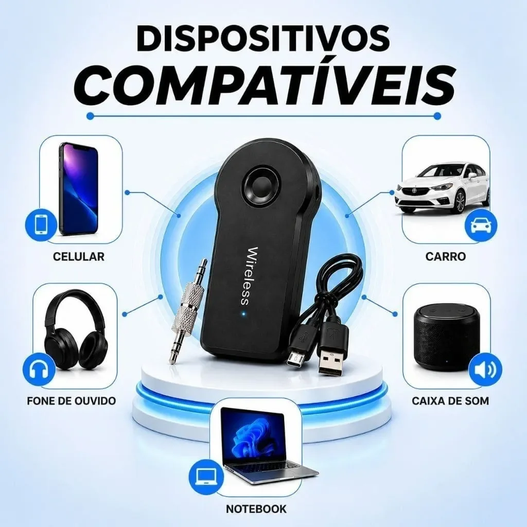 Ver imagem 4 de Receptor Wireless Adaptador P2 Auxiliar Portátil Universal