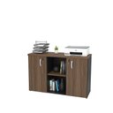 Ver imagem 1 de Armário Credenza Escritório Baixo Semiaberto Portas C/chave Netmobil - Nogal/preto