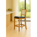 Ver imagem 1 de Kit 3 Banquetas Altas de Telinha Assento Estofado Couro Pu Preto Rubi Madeira Maciça Mel