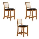 Ver imagem 2 de Kit 3 Banquetas Altas de Telinha Assento Estofado Couro Pu Preto Rubi Madeira Maciça Mel