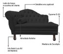 Ver imagem 4 de Recamier Divã Sofá 120cm Recepção Sala Larissa Suede:preto/liso