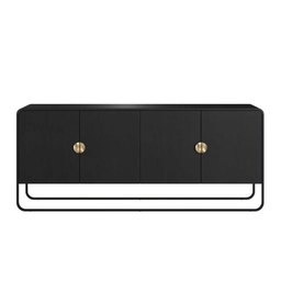 Buffet Sala Orgânico 180cm X 75cm C/ 4 Portas e Pés em Metal Cor:nero com Preto - 2 Buffet Sala Orgânico 180cm X 75cm C/ 4 Portas e Pés em Metal Cor:nero com Preto - 2