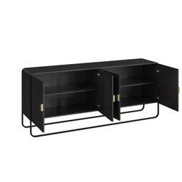 Buffet Sala Orgânico 180cm X 75cm C/ 4 Portas e Pés em Metal Cor:nero com Preto - 4 Buffet Sala Orgânico 180cm X 75cm C/ 4 Portas e Pés em Metal Cor:nero com Preto - 4